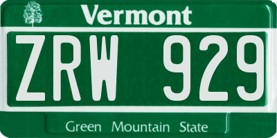 VT license plate ZRW929