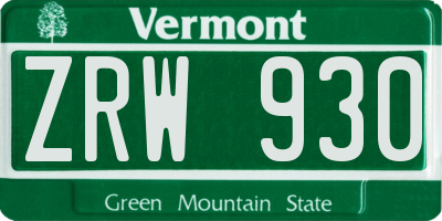 VT license plate ZRW930