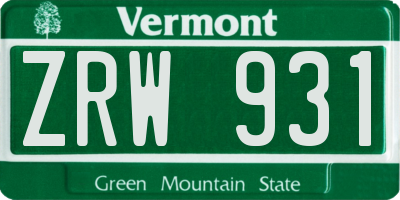 VT license plate ZRW931