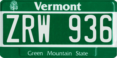 VT license plate ZRW936