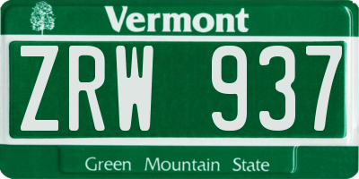 VT license plate ZRW937