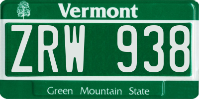 VT license plate ZRW938
