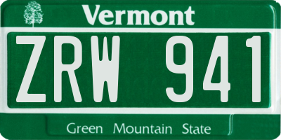 VT license plate ZRW941