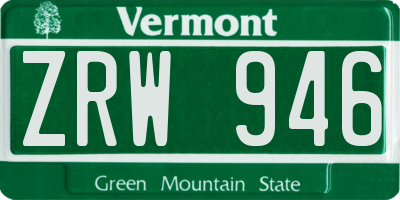 VT license plate ZRW946