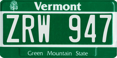 VT license plate ZRW947