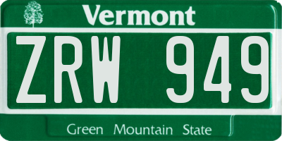 VT license plate ZRW949