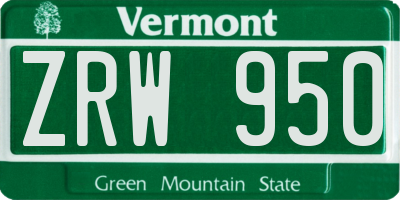 VT license plate ZRW950