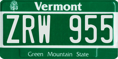 VT license plate ZRW955