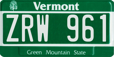 VT license plate ZRW961