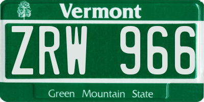 VT license plate ZRW966