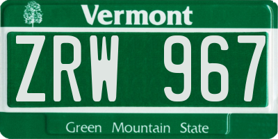 VT license plate ZRW967