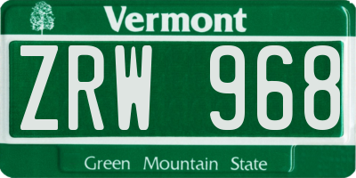 VT license plate ZRW968