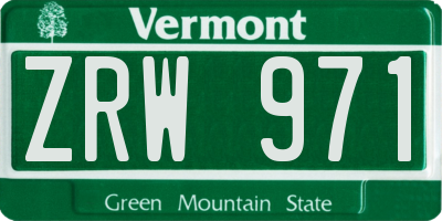 VT license plate ZRW971