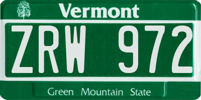 VT license plate ZRW972