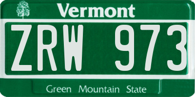VT license plate ZRW973