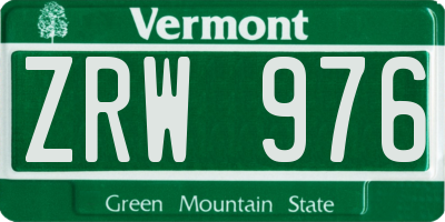 VT license plate ZRW976