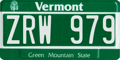 VT license plate ZRW979