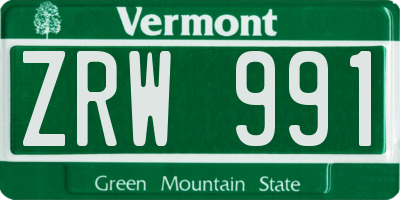 VT license plate ZRW991