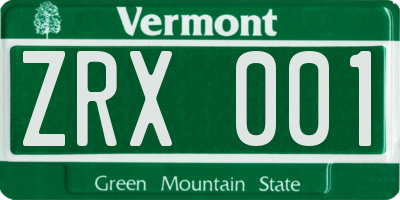 VT license plate ZRX001