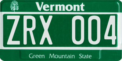 VT license plate ZRX004