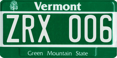 VT license plate ZRX006
