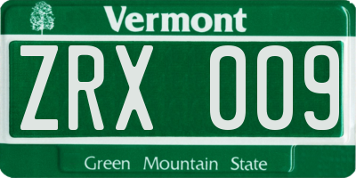 VT license plate ZRX009
