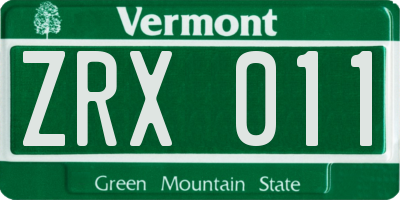 VT license plate ZRX011
