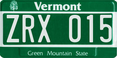 VT license plate ZRX015