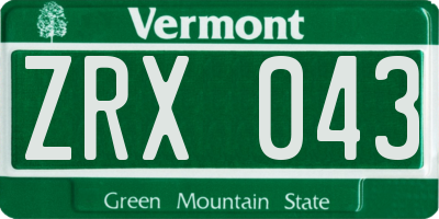 VT license plate ZRX043