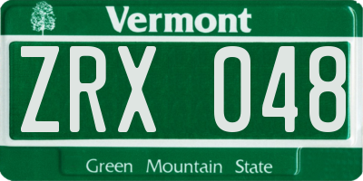 VT license plate ZRX048