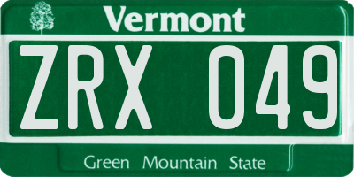 VT license plate ZRX049