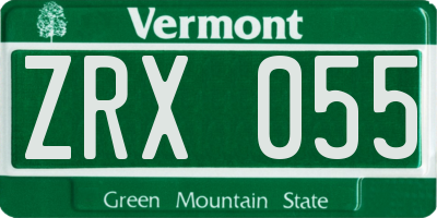 VT license plate ZRX055