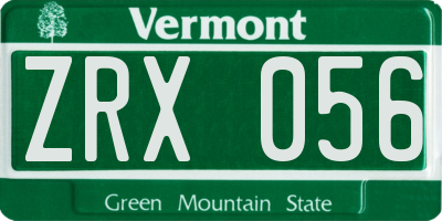VT license plate ZRX056