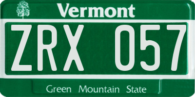 VT license plate ZRX057