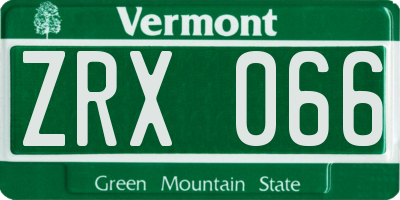 VT license plate ZRX066