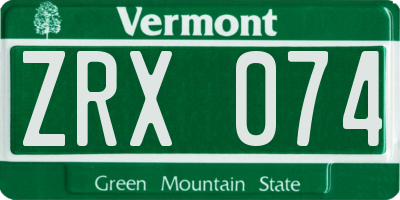 VT license plate ZRX074