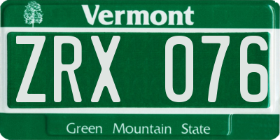 VT license plate ZRX076