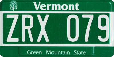 VT license plate ZRX079