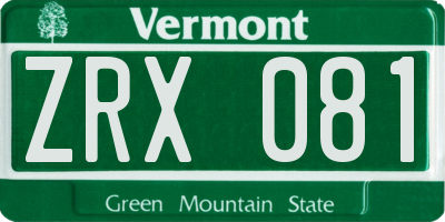 VT license plate ZRX081