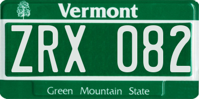 VT license plate ZRX082