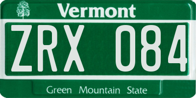 VT license plate ZRX084