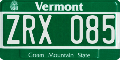 VT license plate ZRX085