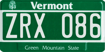 VT license plate ZRX086
