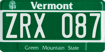 VT license plate ZRX087