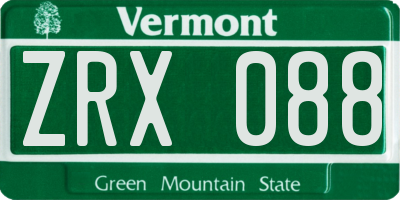 VT license plate ZRX088