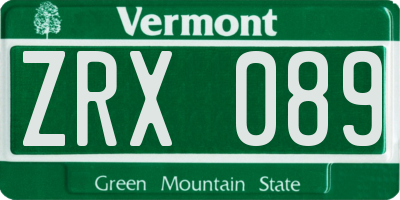 VT license plate ZRX089