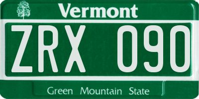 VT license plate ZRX090