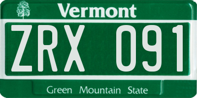 VT license plate ZRX091