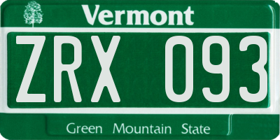 VT license plate ZRX093