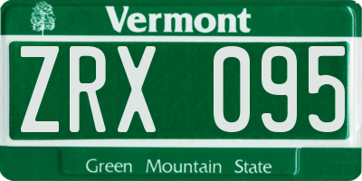 VT license plate ZRX095